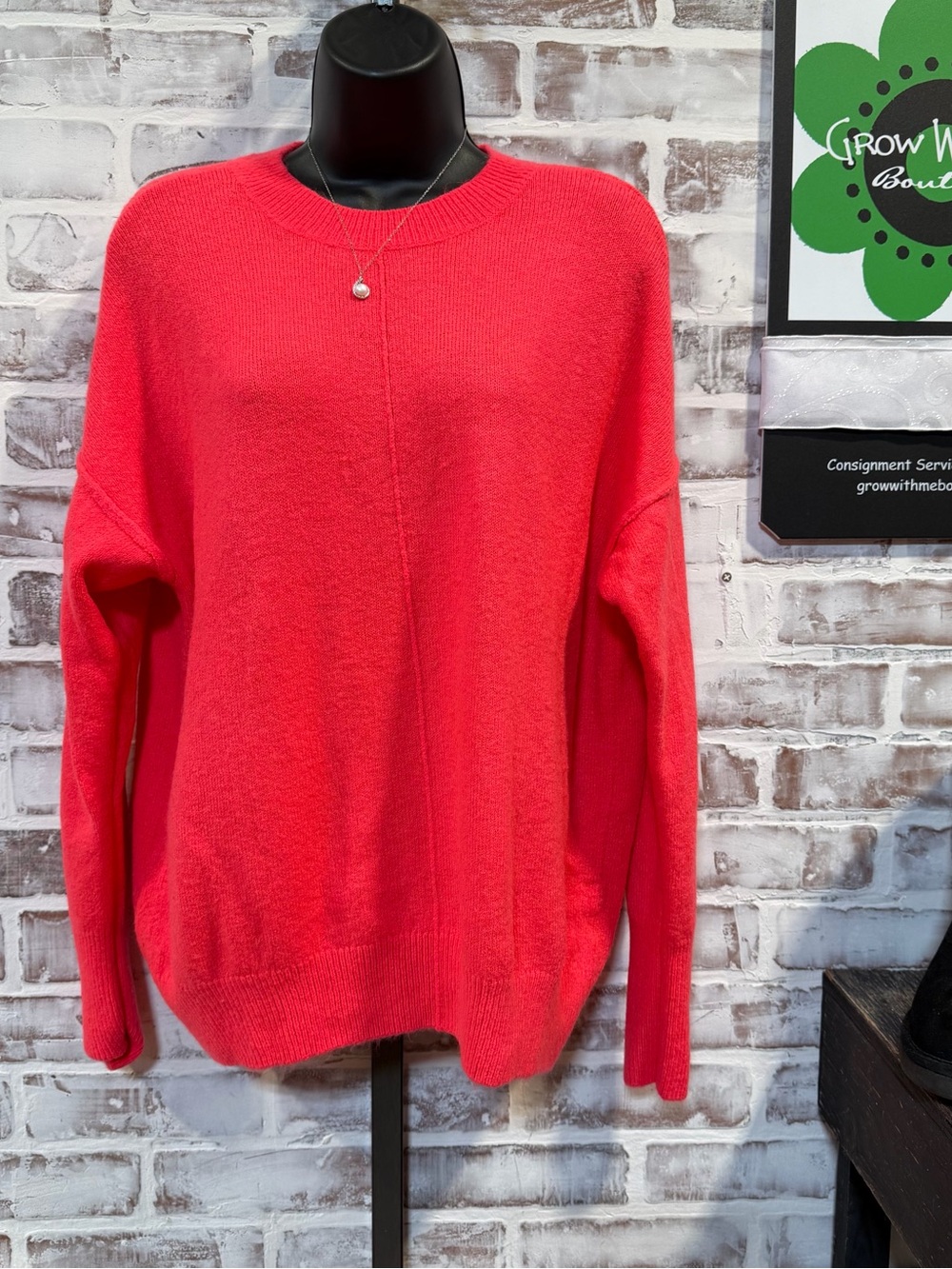 Vince Camuto Coral-Red Crewneck Sweater